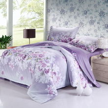 热销2013款 全棉斜纹四件套 纯棉床品套件 透气舒适 爱的花海紫 全国包邮